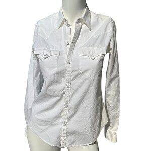 Ralph Lauren Black Label Western Shirt Snap Shirt Womens Sz 2 White Fitted